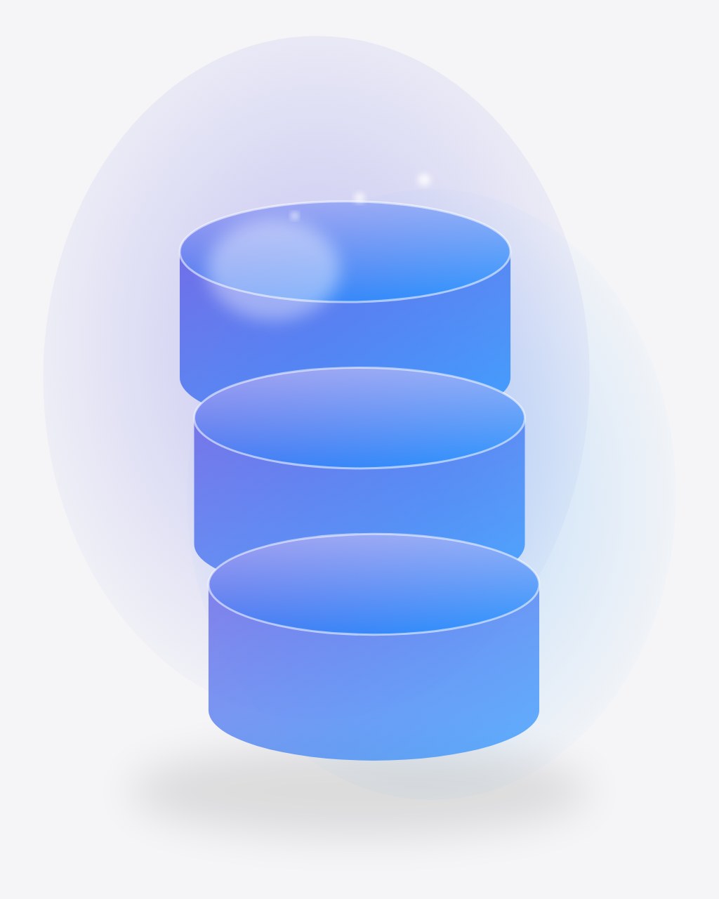 Cilindros de base de datos de vidrio índigo apilados
